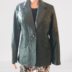 D&Co. Genuine Leather Dark Green Coat Jacket, M